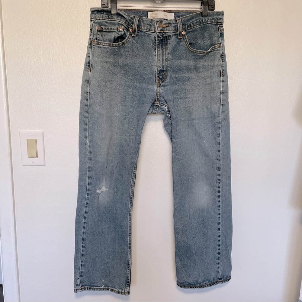 LEVI SIGNATURE GOLD MAN/WOMAN DISTRESSED GRUNGE LOOK LIGHT WASH JEANS 34/30